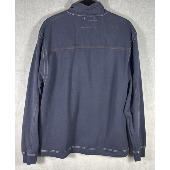 True Grit Sweater Men's Size Large Pullover Quarter Zip Long Sleeve Navy Blue - Picture 3 of 11